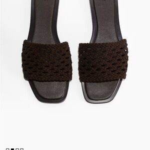 H&M Dark Brown Braided Slide Sandals